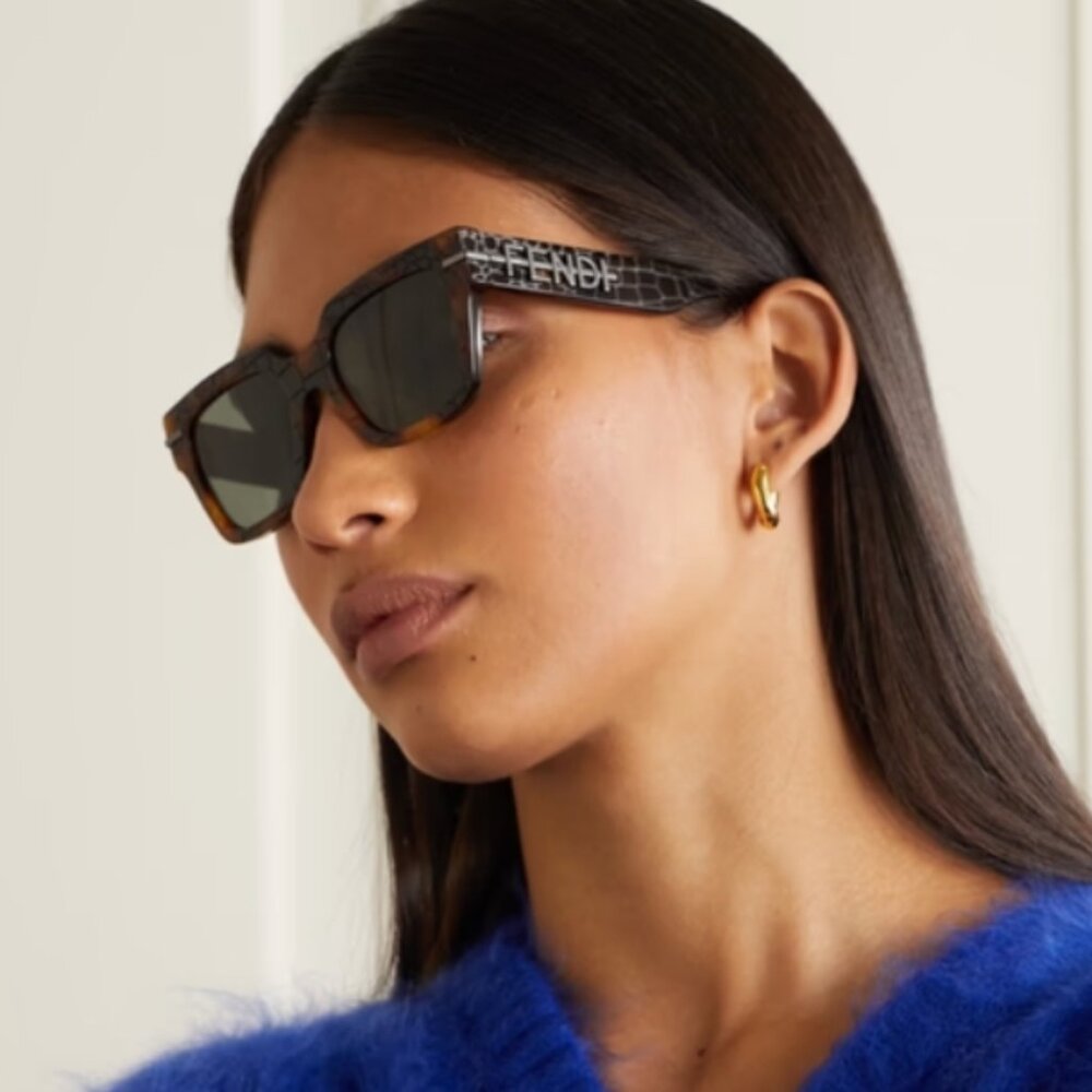 Fendi Eyewear Fendigraphy D-frame Acetate Sunglasses Dark Navy Blue Black
